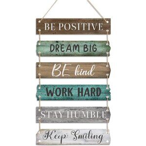 6 Pieces Rustic Wall Hanging Plaque Sign Inspirational Wall Art Farmhouse Wooden